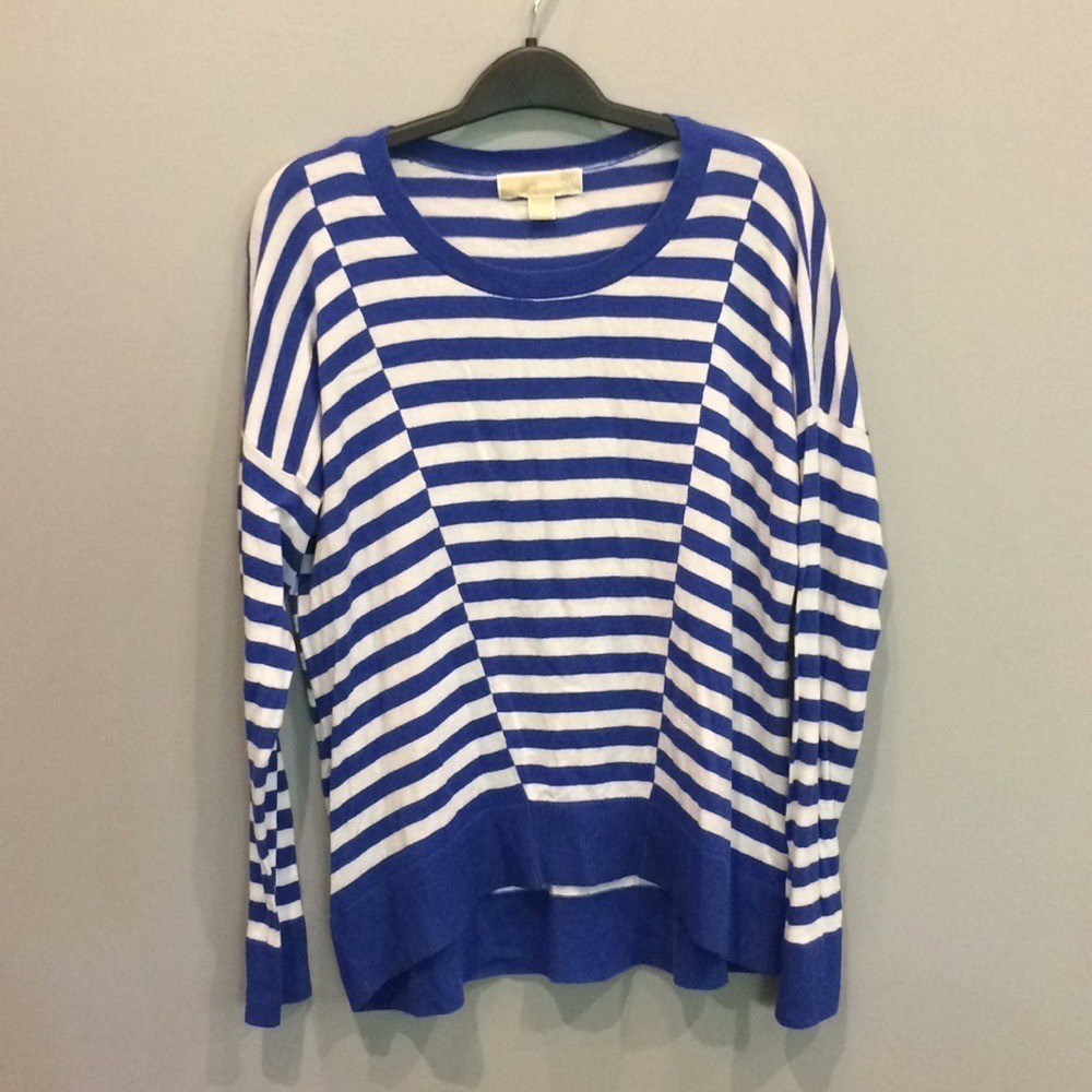 Michael Kors Blue White Nautical Stripe Sweater | Coastal Chic | Size Small - Picture 2 of 7
